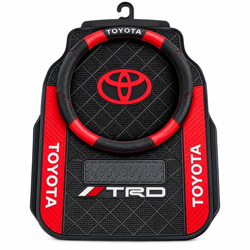 Car Footrest and Steering Wheel Cover Set