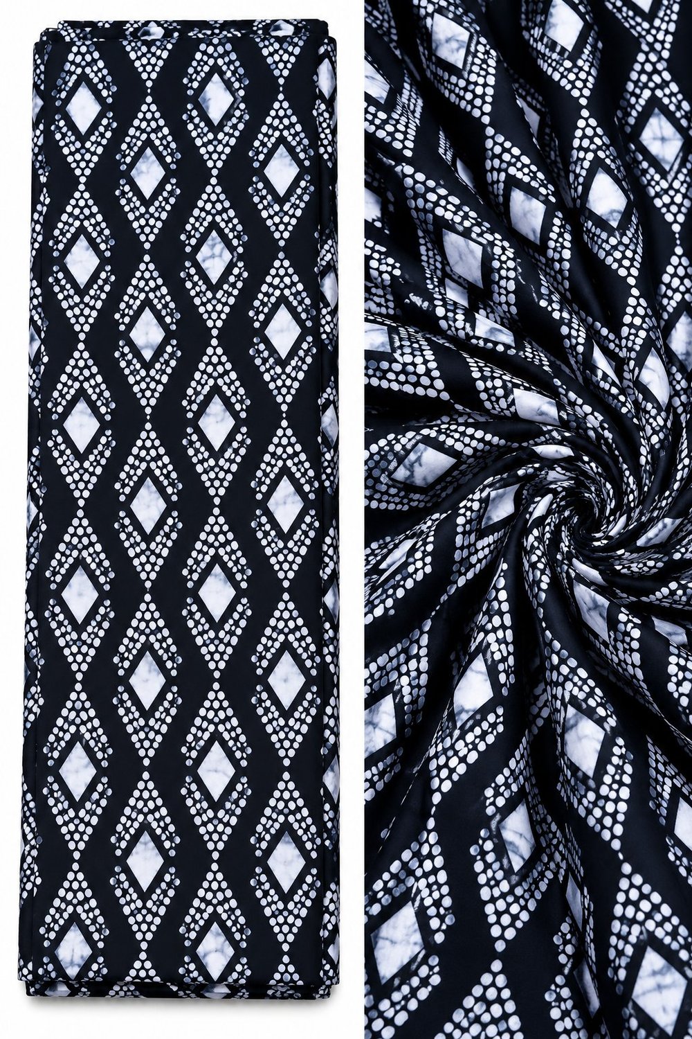 Black & White Diamond Geometric African Fabric
