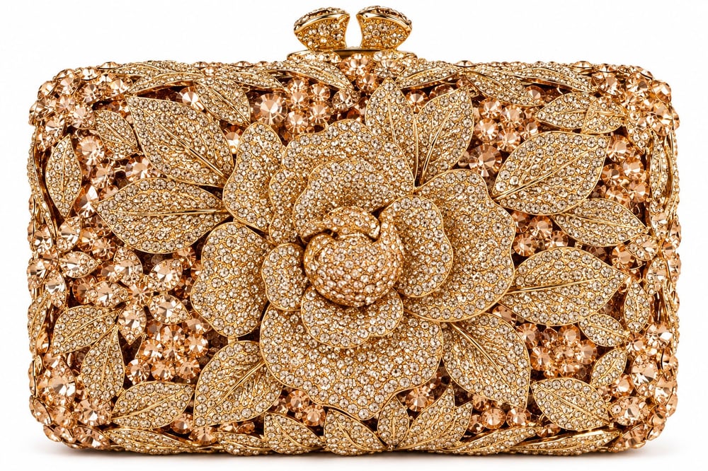 Champagne Floral Evening Clutch