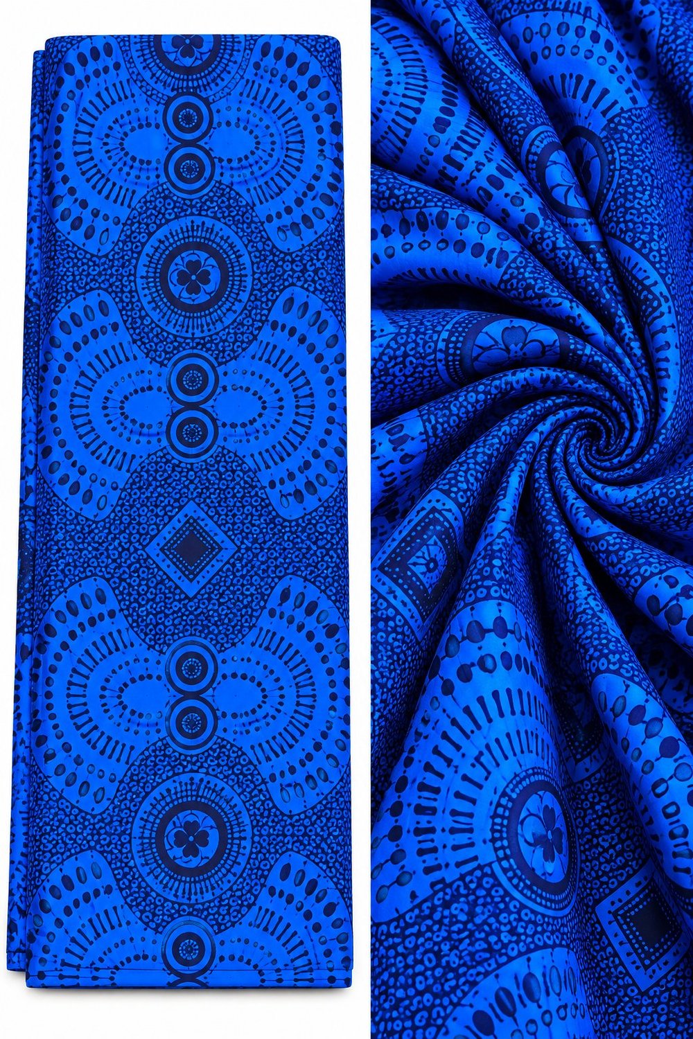 Cobalt Blue Medallion Wax Fabric