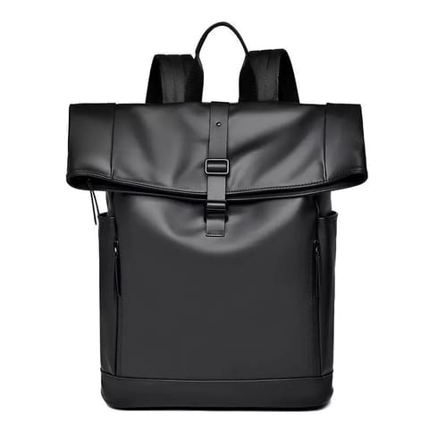 Stylish Black Leather Backpack