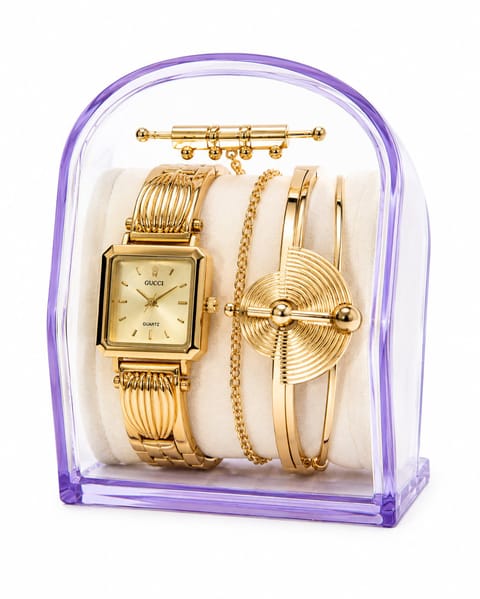 Gold Watch and Jewelry Set