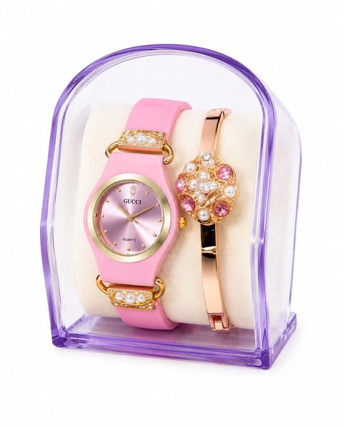 Pink Watch with Bracelet