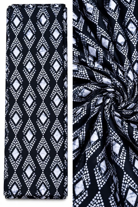 Black & White Diamond Geometric African Fabric