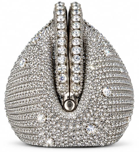 Silver Crystal Teardrop Clutch