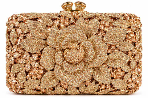Champagne Floral Evening Clutch