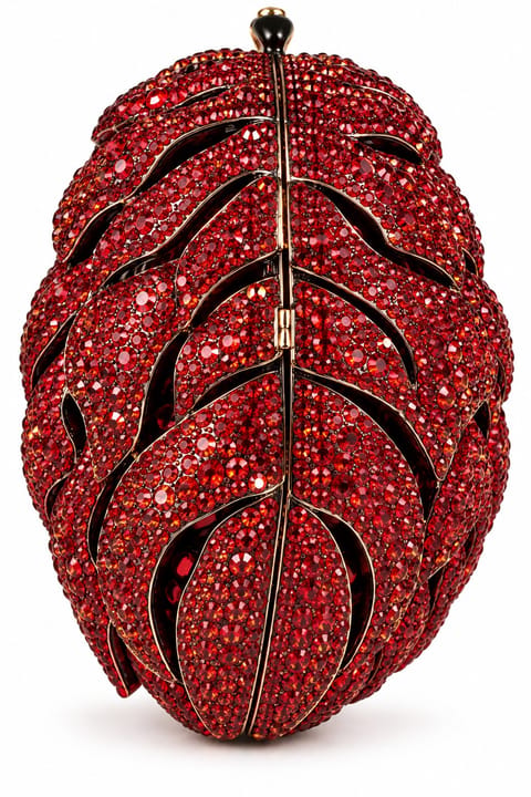 Red Crystal Leaf Evening Clutch