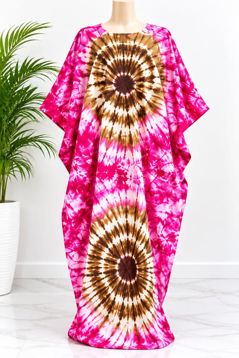 Pink & Brown Tie-Dye Boubou