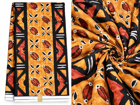 Golden Ochre Geometric Wax Fabric