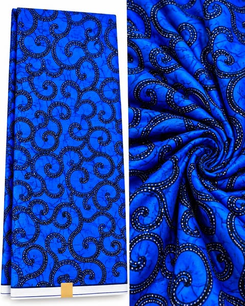 Royal Blue Swirl Wax Fabric
