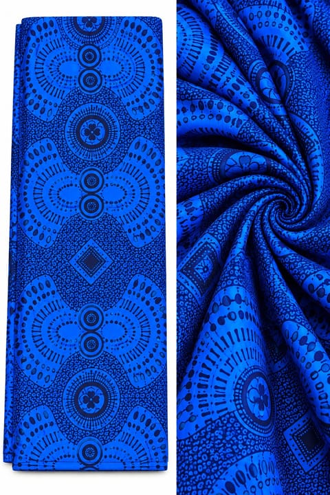 Cobalt Blue Medallion Wax Fabric