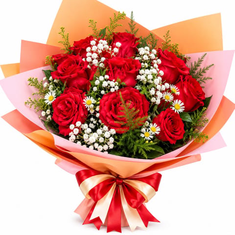Vibrant Red Rose Bouquet