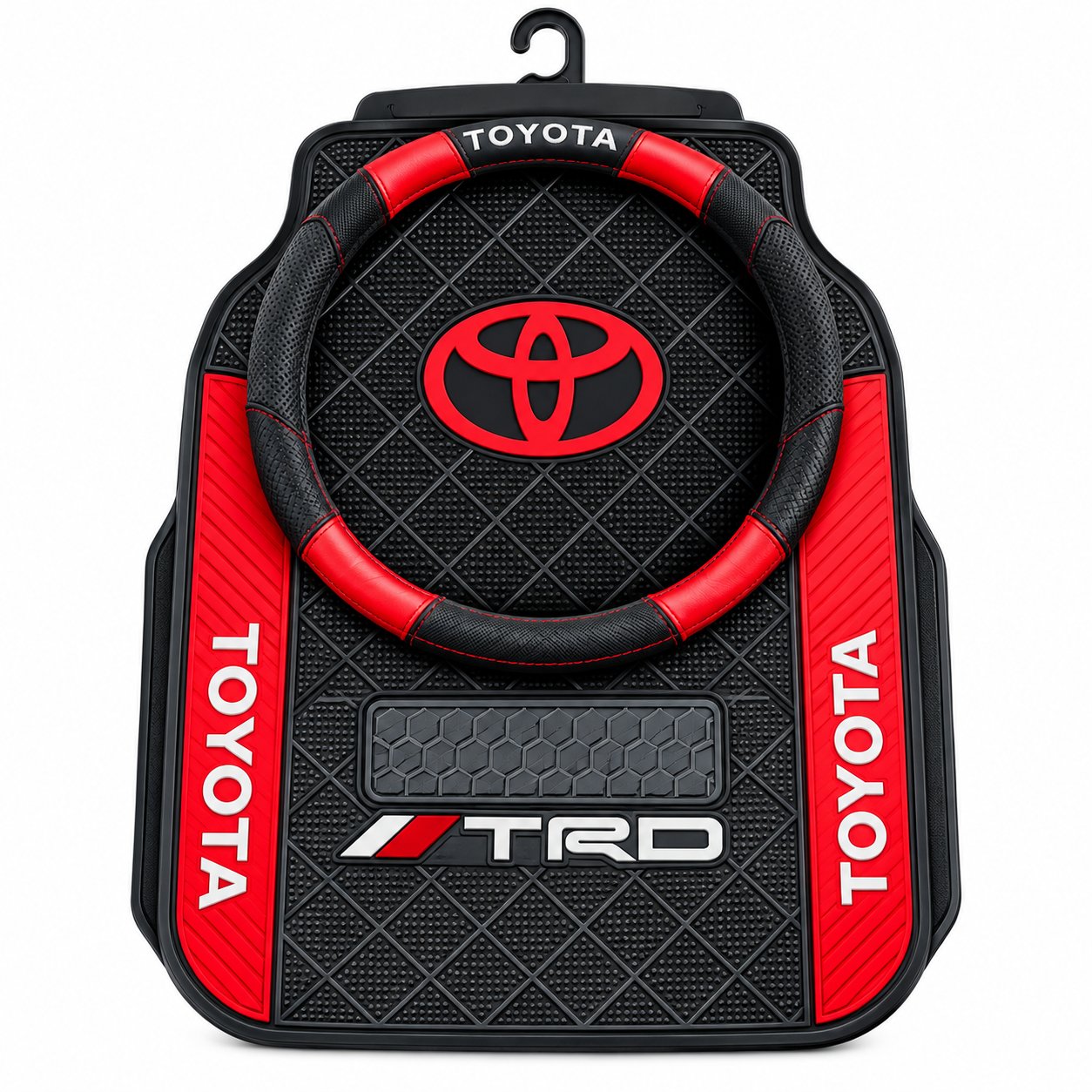 Car Footrest and Steering Wheel Cover Set