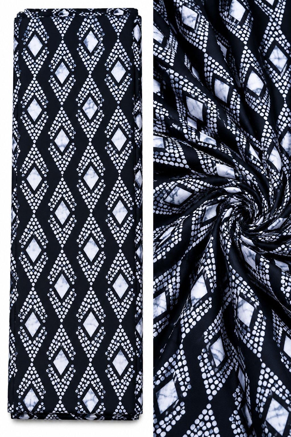 Black & White Diamond Geometric African Fabric