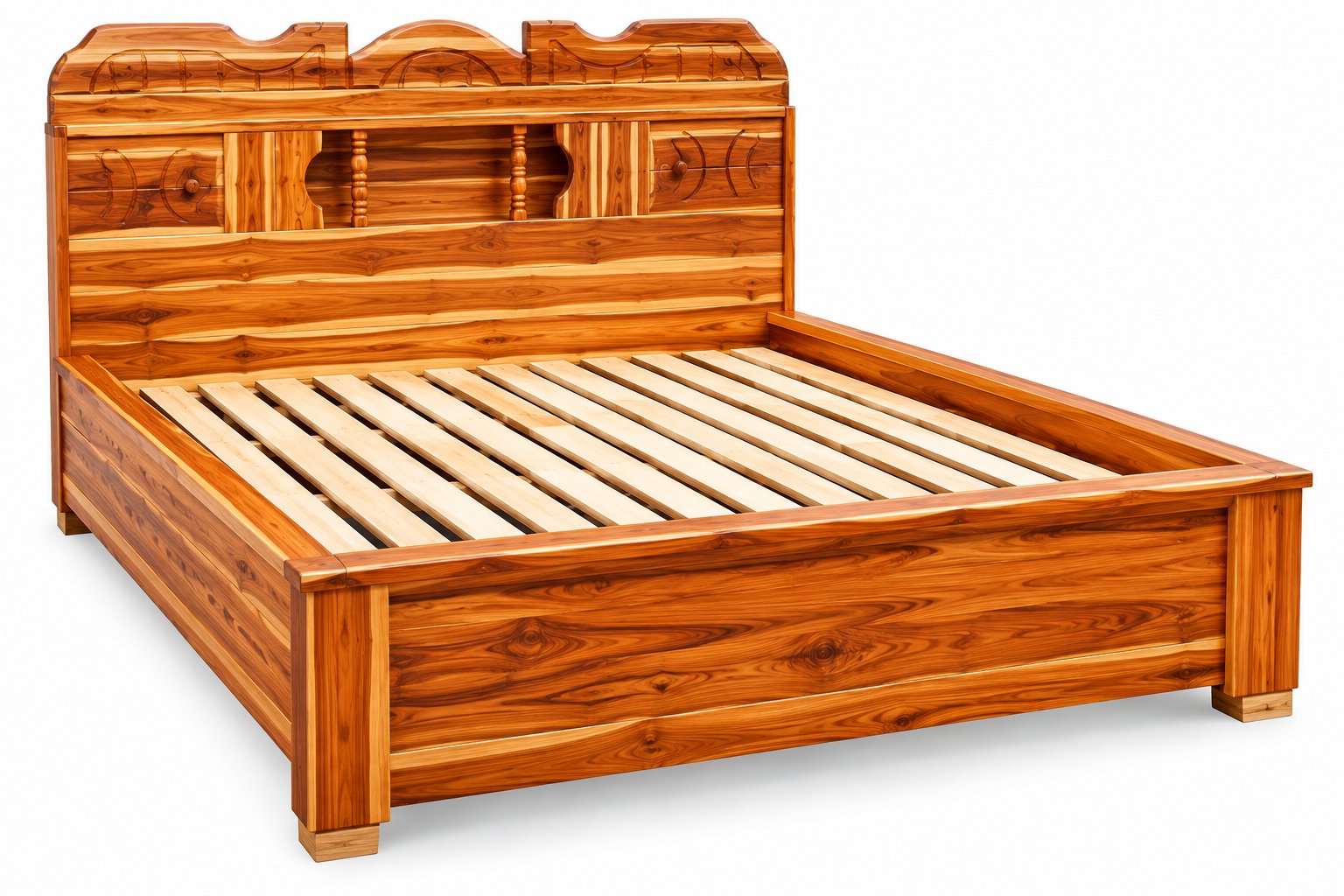 Teak Wood 3-Seater Bed