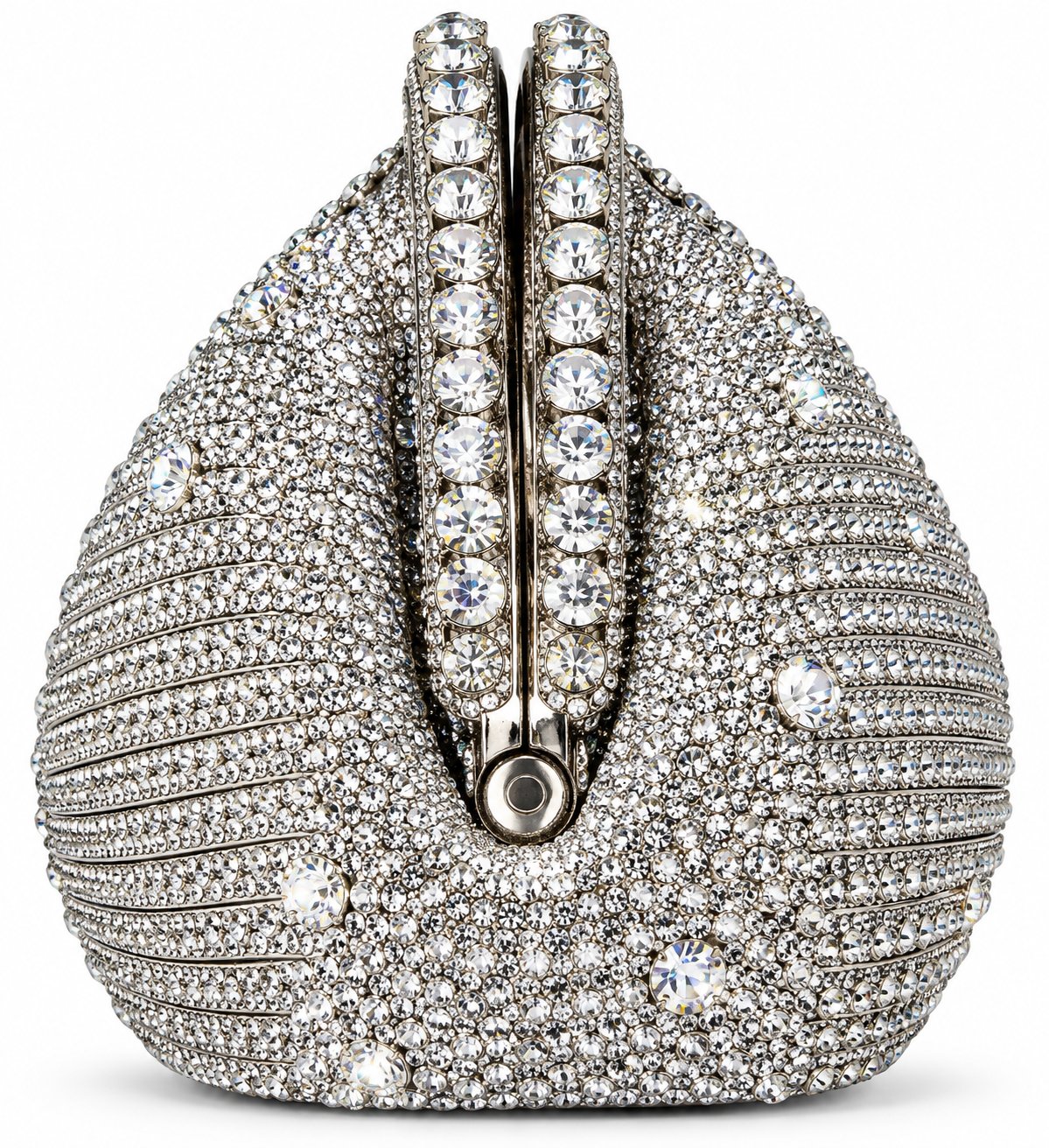 Silver Crystal Teardrop Clutch