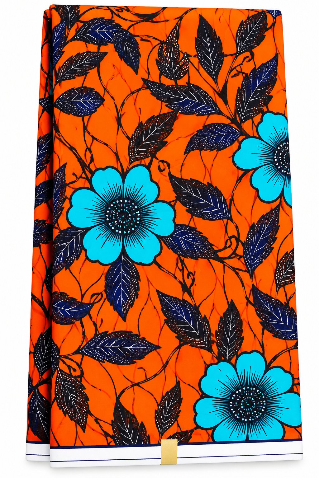 Orange & Turquoise Floral Wax Fabric